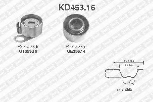 Комплект ременя ГРМ SNR KD453.16