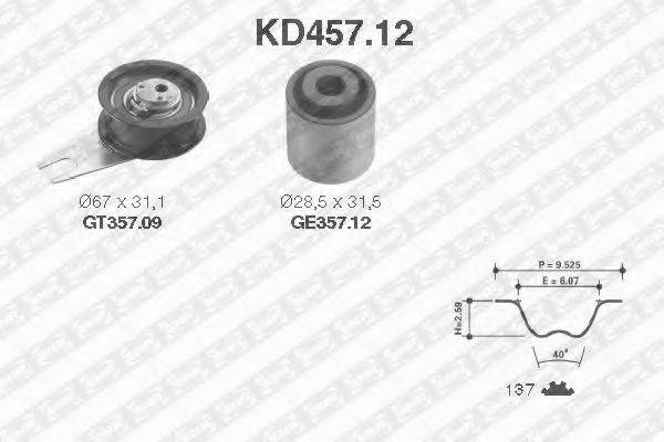 Комплект ременя ГРМ SNR KD457.12