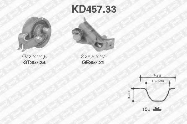 Комплект ременя ГРМ SNR KD457.33