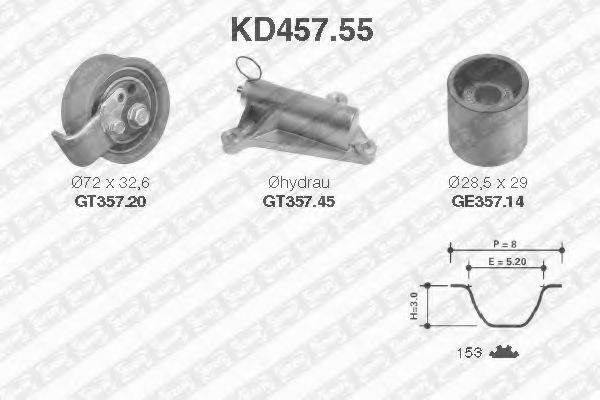 Комплект ременя ГРМ SNR KD457.55