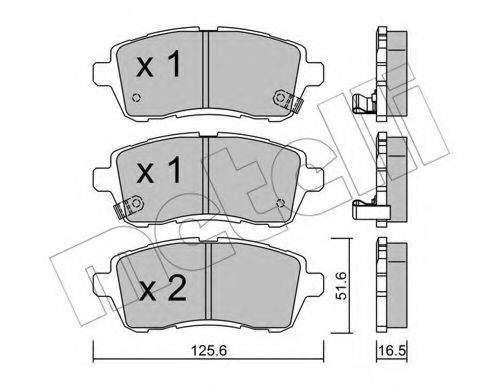 Комплект гальмівних колодок, дискове гальмо METELLI 22-0793-1