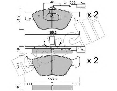 Комплект гальмівних колодок, дискове гальмо METELLI 22-0083-0