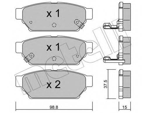 Комплект гальмівних колодок, дискове гальмо METELLI 22-0396-0