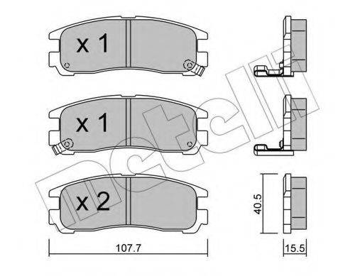 Комплект гальмівних колодок, дискове гальмо METELLI 22-0398-0