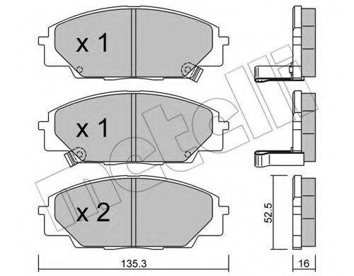 Комплект гальмівних колодок, дискове гальмо METELLI 22-0435-0