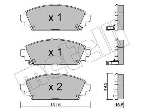 Комплект гальмівних колодок, дискове гальмо METELLI 22-0463-0