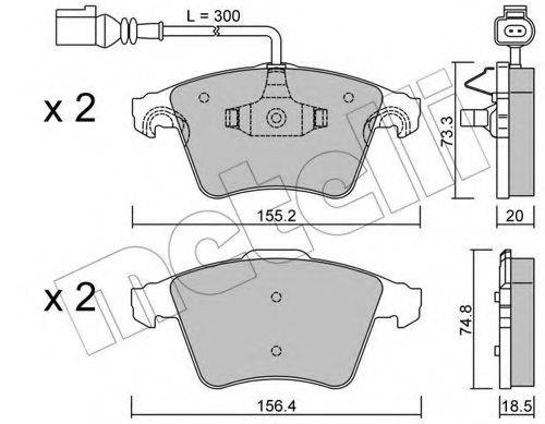 Комплект гальмівних колодок, дискове гальмо METELLI 22-0552-2