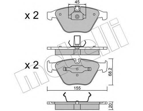 Комплект гальмівних колодок, дискове гальмо METELLI 22-0558-4