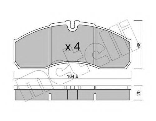 Комплект гальмівних колодок, дискове гальмо METELLI 22-0578-3