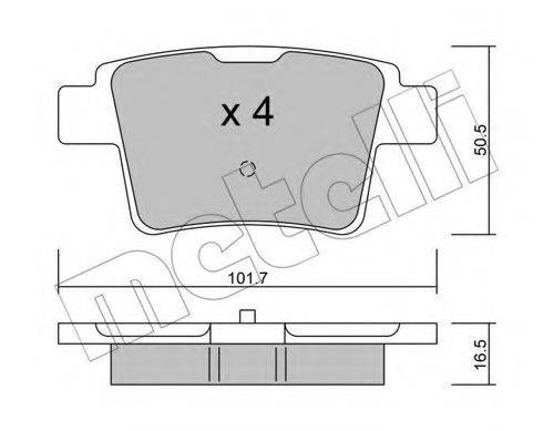 Комплект гальмівних колодок, дискове гальмо METELLI 22-0677-0