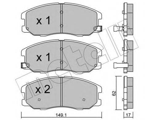 Комплект гальмівних колодок, дискове гальмо METELLI 22-0778-0