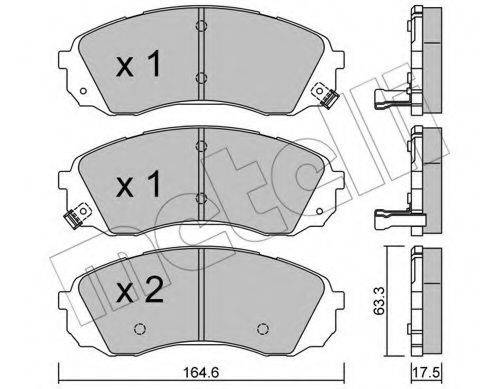 Комплект гальмівних колодок, дискове гальмо METELLI 22-0785-0