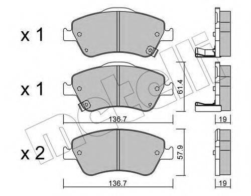 Комплект гальмівних колодок, дискове гальмо METELLI 22-0794-0