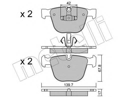 Комплект гальмівних колодок, дискове гальмо METELLI 22-0773-6