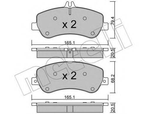 Комплект гальмівних колодок, дискове гальмо METELLI 22-0825-0