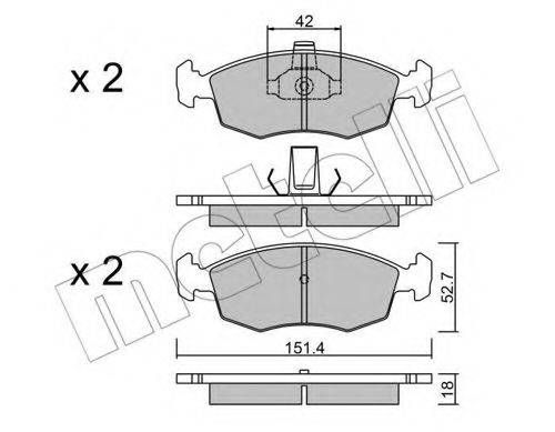 Комплект гальмівних колодок, дискове гальмо METELLI 22-0274-3