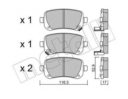 Комплект гальмівних колодок, дискове гальмо METELLI 22-0864-0