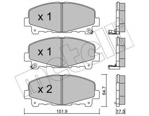 Комплект гальмівних колодок, дискове гальмо METELLI 22-0867-0