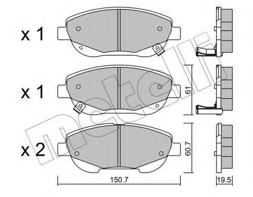 Комплект гальмівних колодок, дискове гальмо METELLI 22-0879-0