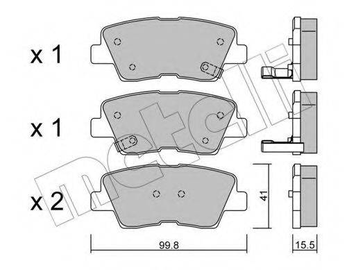 Комплект гальмівних колодок, дискове гальмо METELLI 22-0886-0