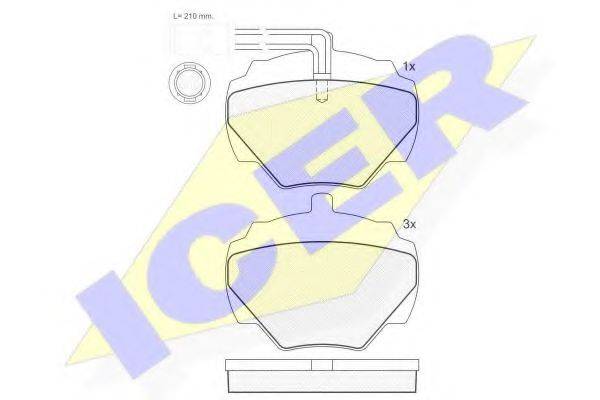 Комплект гальмівних колодок, дискове гальмо ICER 140702