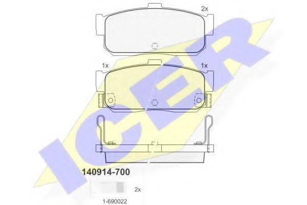 Комплект гальмівних колодок, дискове гальмо ICER 140914-700