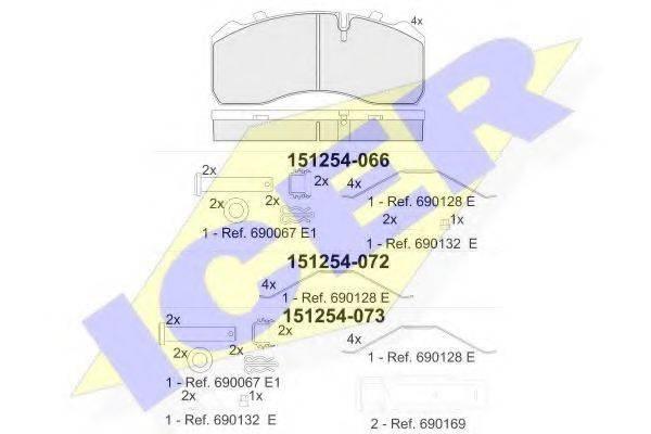 Комплект гальмівних колодок, дискове гальмо ICER 151254-066