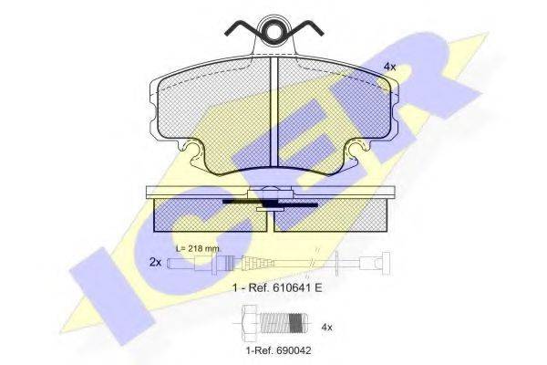 Комплект гальмівних колодок, дискове гальмо ICER 180993-700