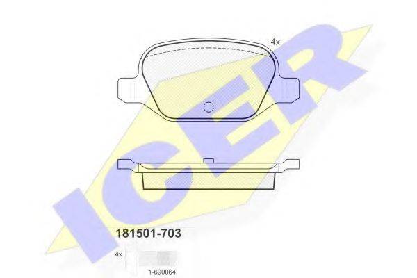 Комплект гальмівних колодок, дискове гальмо ICER 181501-703