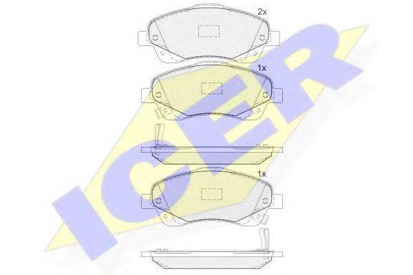 Комплект гальмівних колодок, дискове гальмо ICER 181573