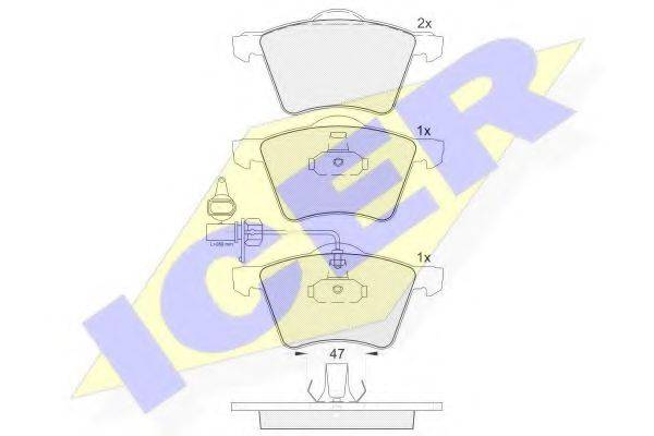 Комплект гальмівних колодок, дискове гальмо ICER 181605