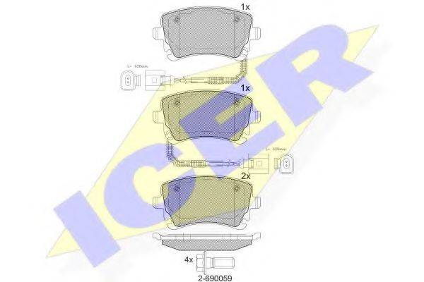 Комплект гальмівних колодок, дискове гальмо ICER 181674