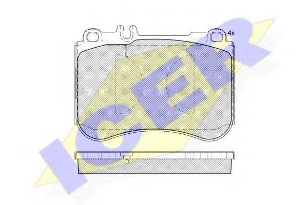 Комплект гальмівних колодок, дискове гальмо ICER 182194