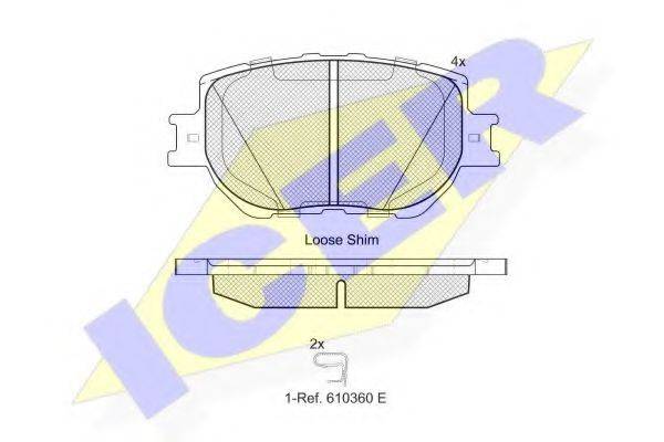 Комплект гальмівних колодок, дискове гальмо ICER 182200