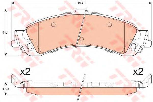 Комплект гальмівних колодок, дискове гальмо TRW GDB4454