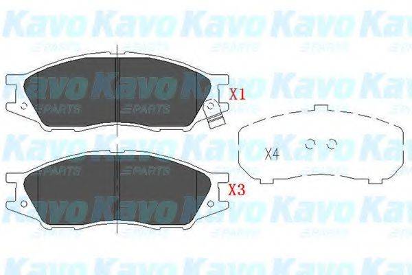 Комплект гальмівних колодок, дискове гальмо KAVO PARTS KBP-6577