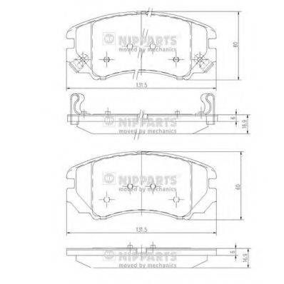 Комплект гальмівних колодок, дискове гальмо NIPPARTS J3600541