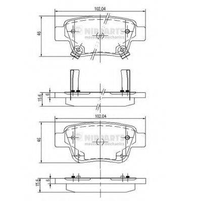 Комплект тормозных колодок, дисковый тормоз NIPPARTS J3612030