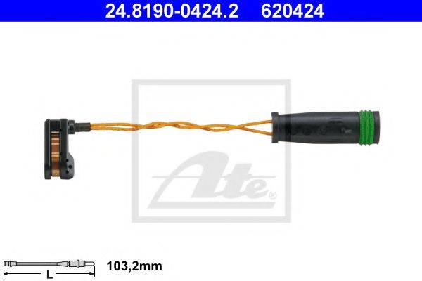 Сигналізатор, знос гальмівних колодок ATE 24.8190-0424.2