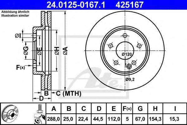 гальмівний диск ATE 24.0125-0167.1