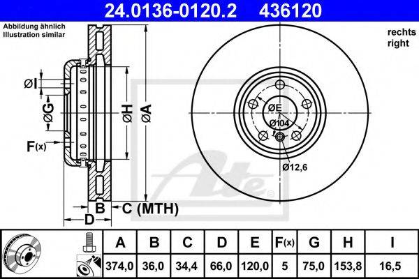 гальмівний диск ATE 24.0136-0120.2