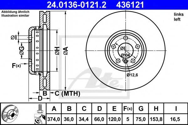 гальмівний диск ATE 24.0136-0121.2