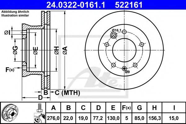 гальмівний диск ATE 24.0322-0161.1