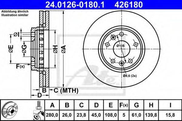 гальмівний диск ATE 24.0126-0180.1