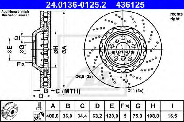 гальмівний диск ATE 24.0136-0125.2