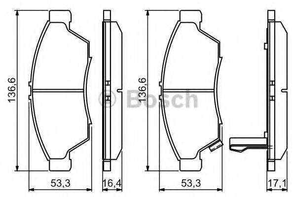 Комплект гальмівних колодок, дискове гальмо BOSCH 0 986 494 238