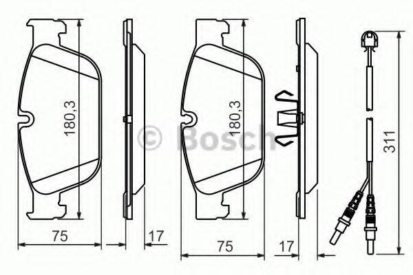 Комплект гальмівних колодок, дискове гальмо BOSCH 0 986 494 526