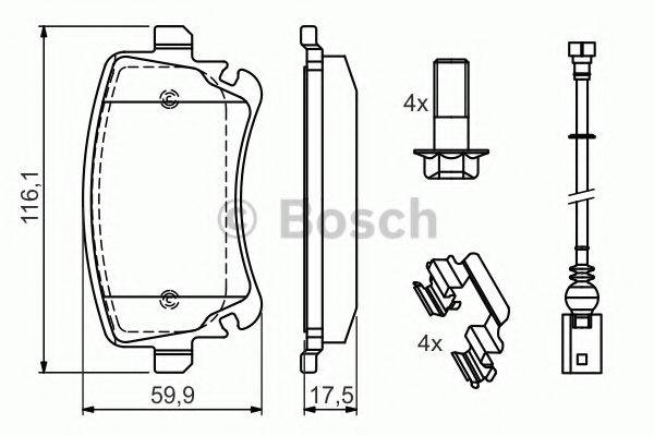 Комплект гальмівних колодок, дискове гальмо BOSCH 0 986 494 583