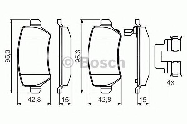 Комплект гальмівних колодок, дискове гальмо BOSCH 0 986 494 654