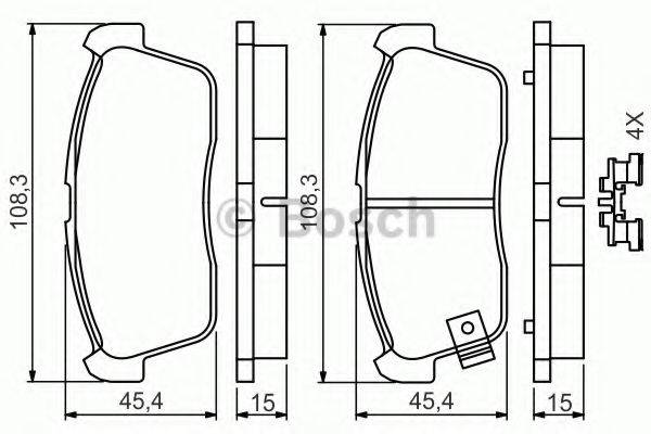 Комплект гальмівних колодок, дискове гальмо BOSCH 0 986 494 618